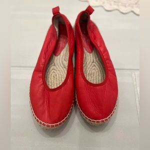 free people shoes 39 espadrille flat shoes red Leather Maya Size 8.5